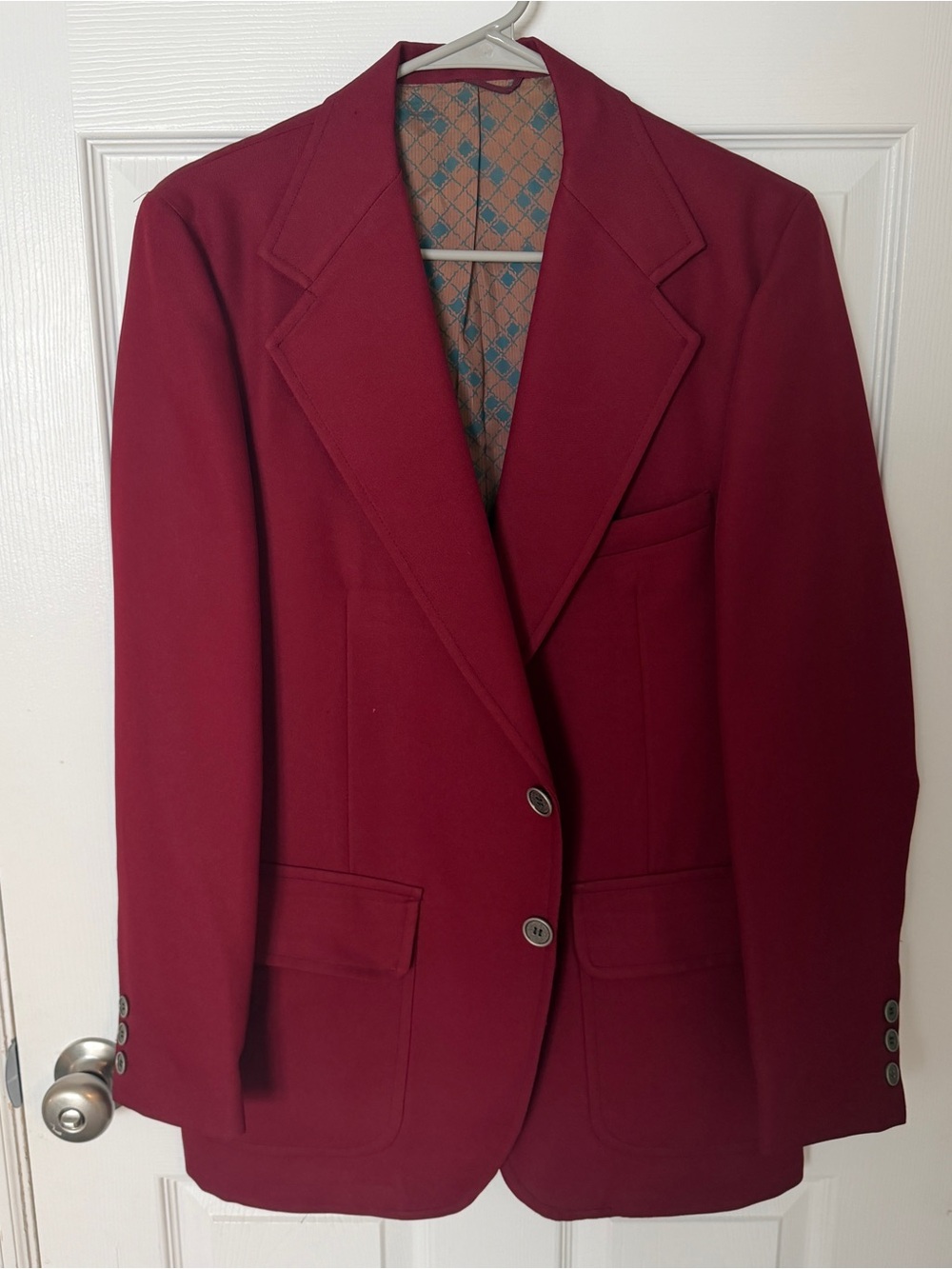 Vintage 70s Towncraft JCPenney Blazer Jacket Mens 38R 40R Burgundy Maroon Retro